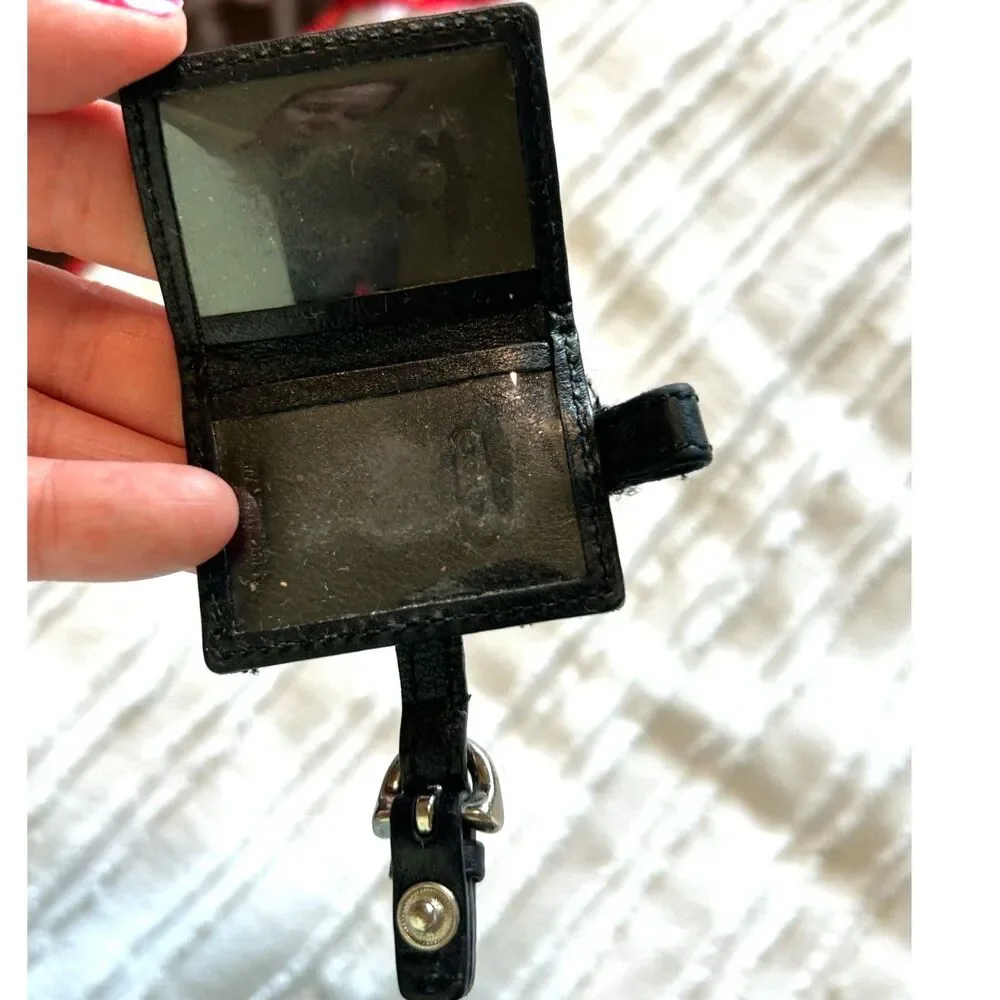 *SOLD* Coach Black Fabric Leather Signature Keychain Picture Frame Monogram VTG - Picture 3 of 3
